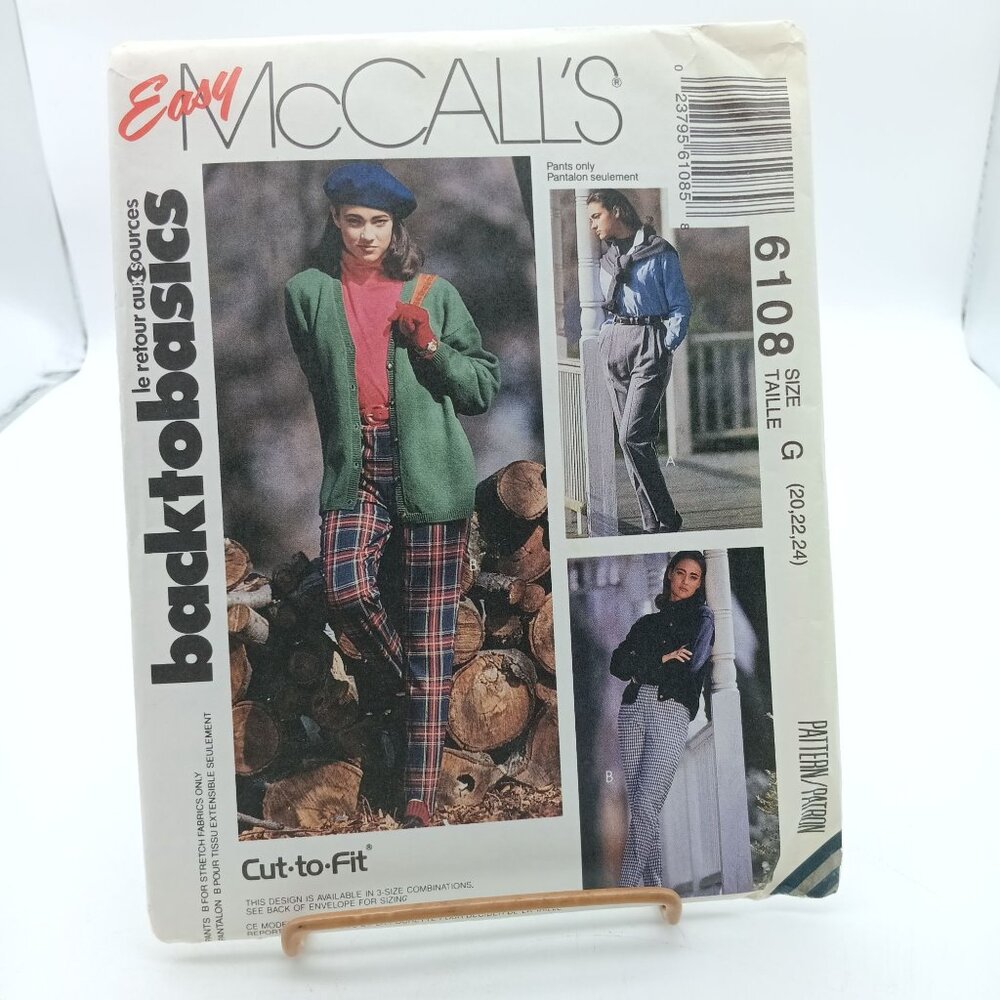 UNCUT McCalls 6108 Easy Back to Basics Vintage Sewing Pattern Pants & Stirrup
